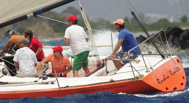 Winners of the Chief Minister’s Cup for the Best BVI Boat - Rushin’ Rowlette, Kevin Rowlette’s Olsen 30  - BVI Spring Regatta and Sailing Festival 2012 © Todd VanSickle / BVI Spring Regatta http://www.bvispringregatta.org